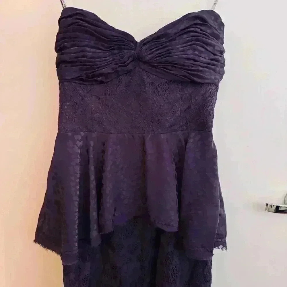 Flor et. al Ashley Strapless Heart Lace Peplum Midi Dress - Picture 6 of 9